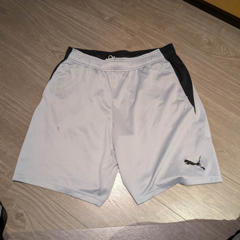 Puma Men's White and Black Athletic Shorts